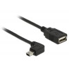 Delock Spiralkabel USB 2.0 Typ Mini-B Stecker 90° gewinkelt > USB 2.0 Typ-A Buchse OTG 55 cm