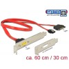 Delock Slotblech SATA 6 Gb/s 7 Pin Buchse + SATA 15 Pin Strom Stecker intern > SATA Stecker Pin 8 Power extern