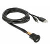 Delock Kabel USB Typ-A Stecker + 3,5 mm 4 Pin Klinkenstecker > Einbaubuchse USB Typ-A Buchse + 3,5 mm 4 Pin Klinkenbuchse (Audio) 1,5 m schwarz