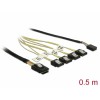 Delock Kabel Mini SAS SFF-8087 > 4 x SATA 7 Pin + Sideband 0,5 m Metall