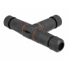 Delock Kabelverbinder T-Form für Außenbereich 2 Pin, IP68 wasserdicht, schraubbar, Kabeldurchmesser 4,5 - 7,5 mm schwarz
