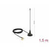 Delock 480 MHz Antenne SMA Stecker 90° 2,5 dBi starr omnidirektional mit magnetischem Standfuß und Anschlusskabel RG-174 1,5 m outdoor schwarz